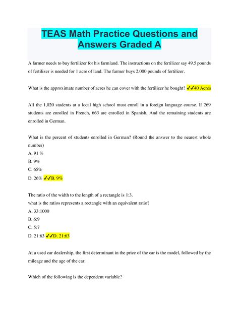 teas exam questions and answers